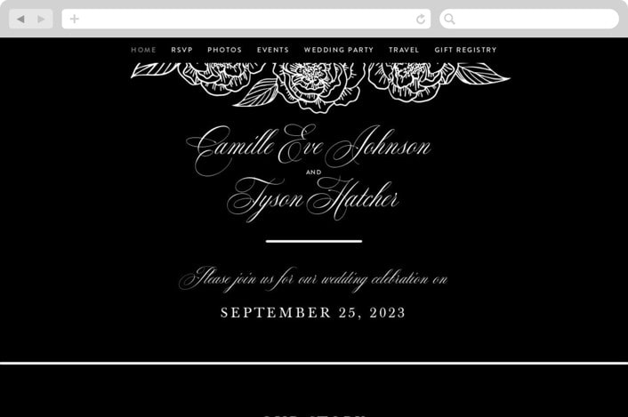 "our moment" - Wedding Website in Tuxedo by Jill Means - Desktop Design