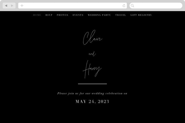 "Gotham" - Wedding Website in Ink by Ana Sharpe - Desktop Design