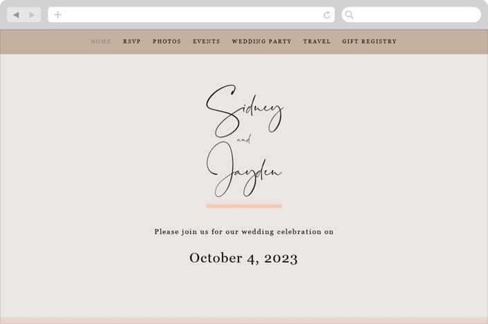 "stylist script" - Wedding Website in Ivory by Cass Loh - Desktop Design