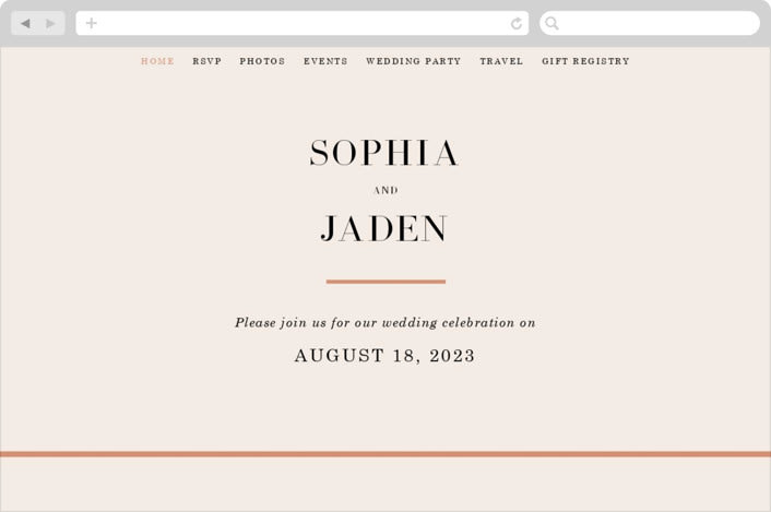 "Magazine Serif" - Wedding Website in Sand Dunes by Elly - Desktop Design