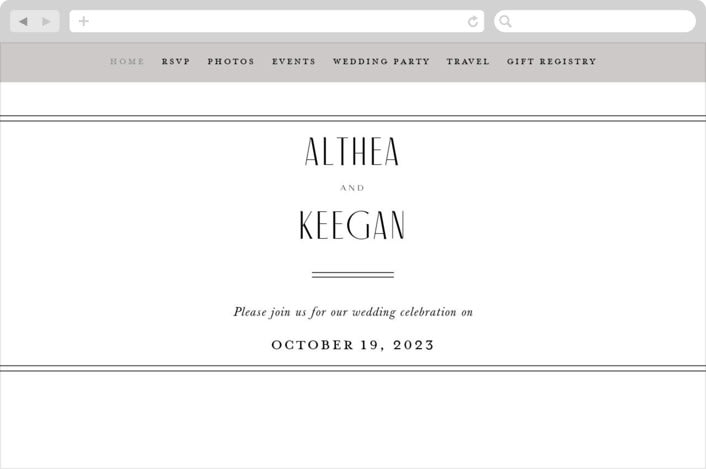 "Narrative" - Wedding Website in Frost by Jennifer Wick - Desktop Design