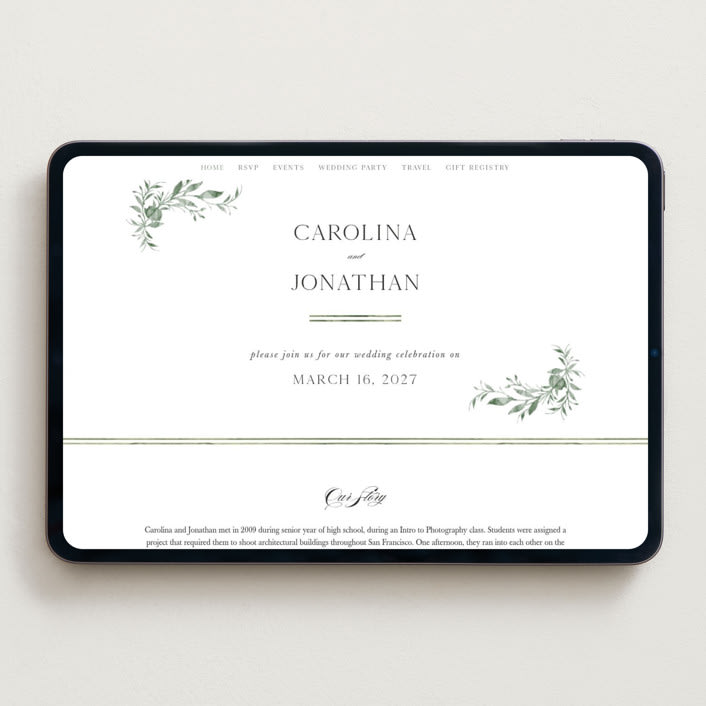 "Carolina" - Wedding Website in Meadow by Melanie Kosuge - Desktop Design