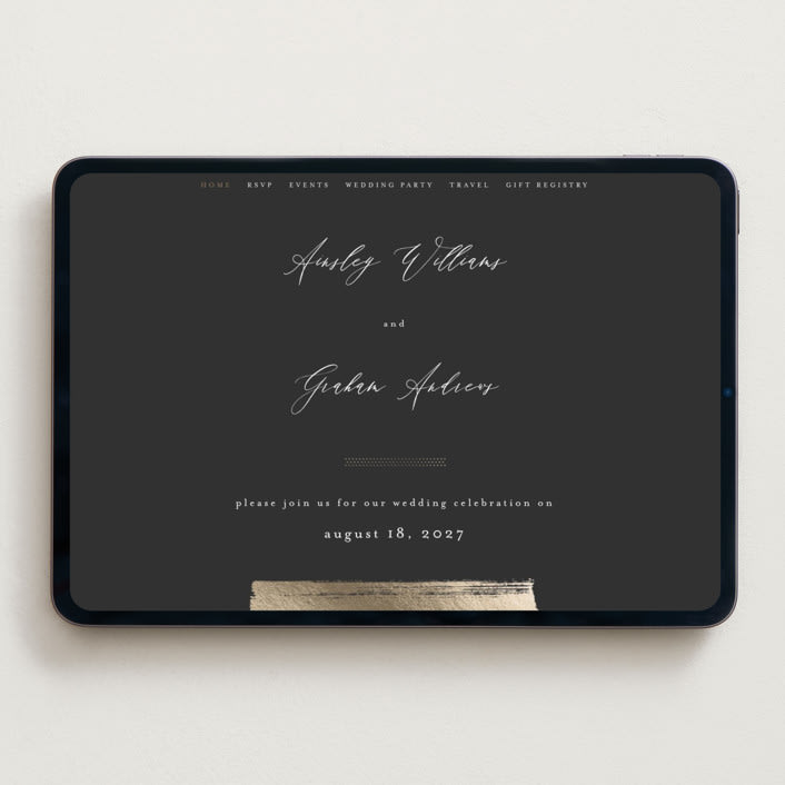 "Panache" - Wedding Website in Onyx by Kristie Kern - Desktop Design