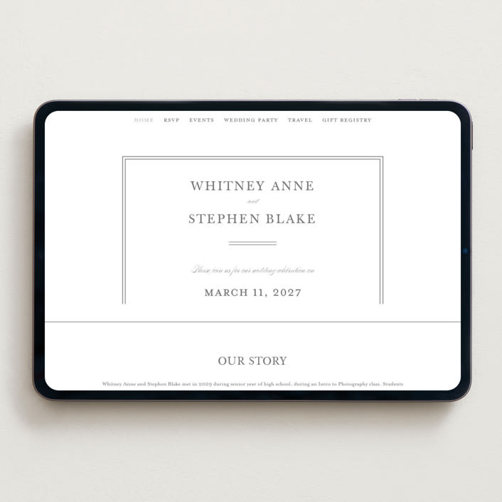 "Crawford" - Wedding Website in Ivory by Amy Kross - Desktop Design