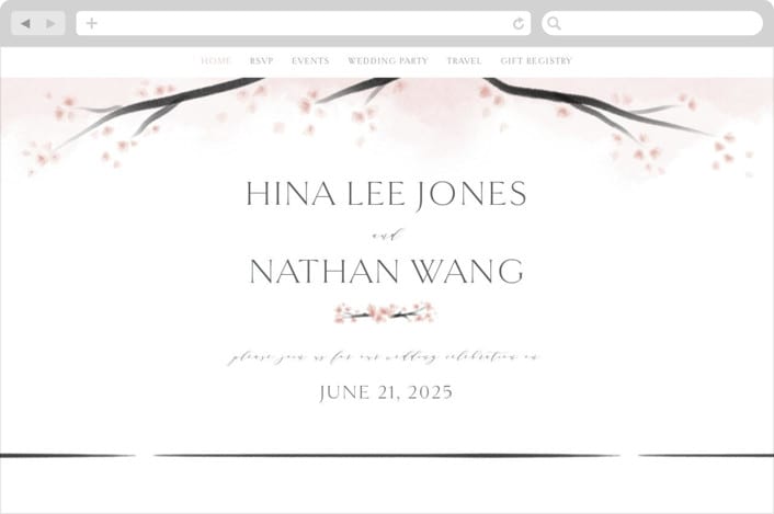 "Cherry Blossoms" - Wedding Website in Cherry Blossom by Stephanie Hawkes - Desktop Design