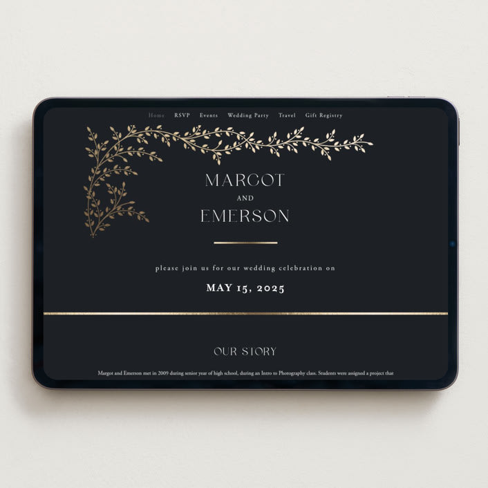 "Beautiful Chuppah" - Wedding Website in Midnight by Ana de Sousa - Desktop Design