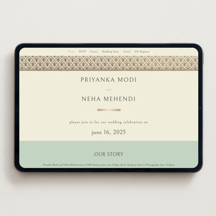 "Aatreya" - Wedding Website in Aqua by Pati Cascino - Desktop Design