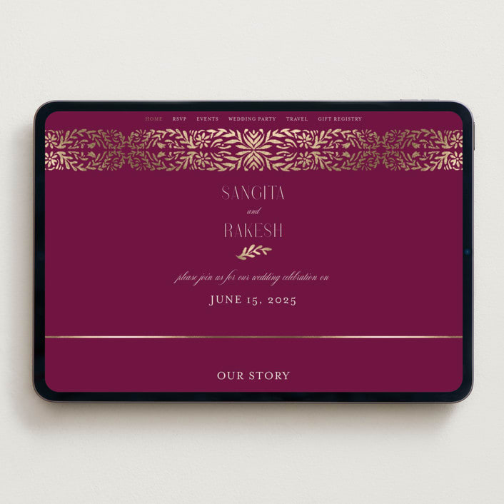 "Amber Palace" - Wedding Website in Garnet by Chris Griffith - Desktop Design