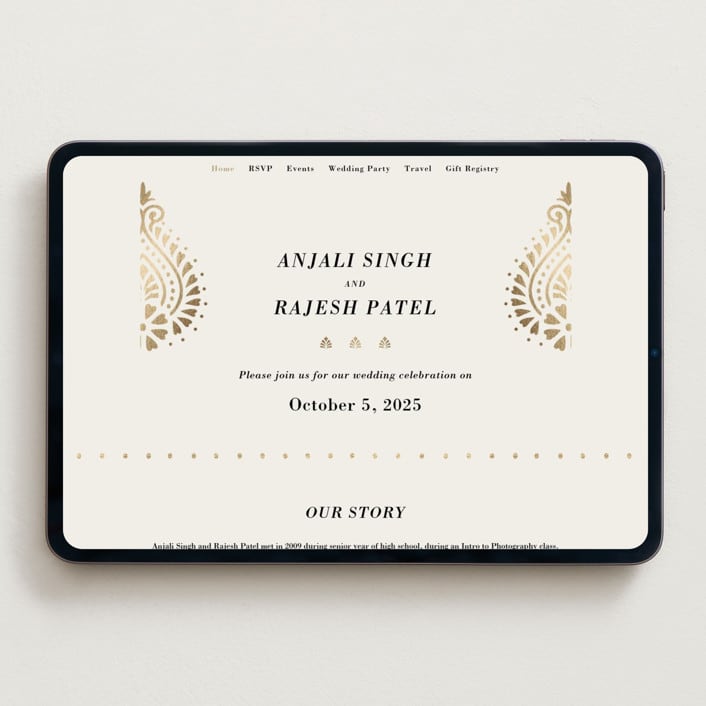 "Henna Stamp" - Wedding Website in Champagne by Oma N. Ramkhelawan - Desktop Design