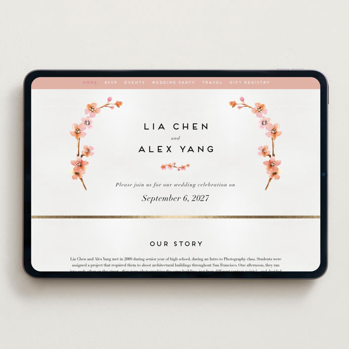 "Love Blossom" - Wedding Website in Blush by Petra Kern - Desktop Design