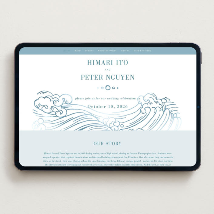 "waves" - Wedding Website in Aqua by Jessie Steury - Desktop Design