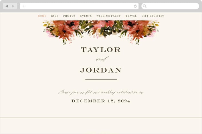 "Eden" - Wedding Website in Poinsettia by Lori Wemple - Desktop Design