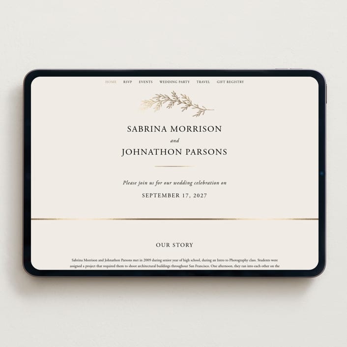 "To Hold" - Wedding Website in Ivory by Carolyn Nicks - Desktop Design