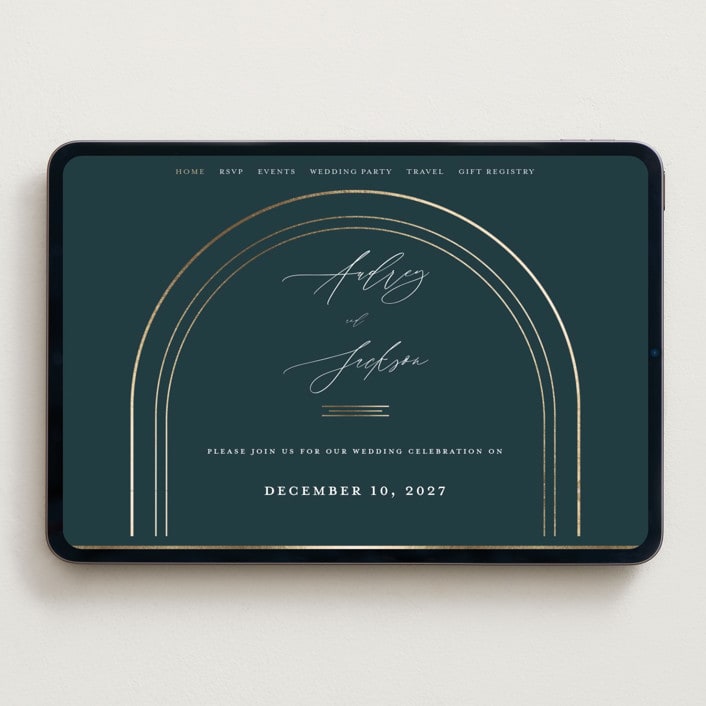 "The Arc" - Wedding Website in Midnight Green by Vera Lim - Desktop Design