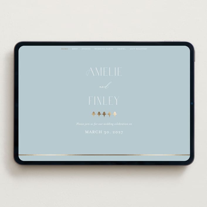 "Delicacy" - Wedding Website in Dusty Blue by Angela Thompson - Desktop Design