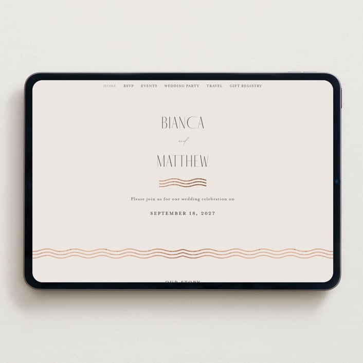 "Newberry" - Wedding Website in Bisque by Kristie Kern - Desktop Design