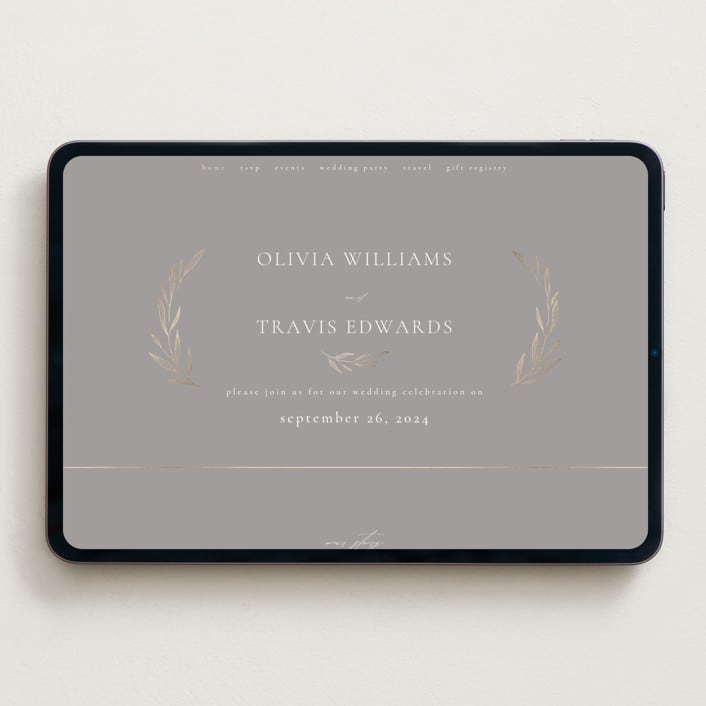 "Leaves" - Wedding Website in Mist by Kelly Schmidt - Desktop Design
