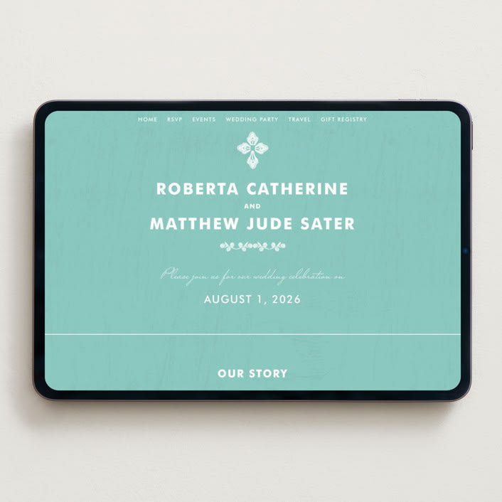 "Blessed Lace" - Wedding Website in Bondi Blue by Yolanda Mariak Chendak - Desktop Design