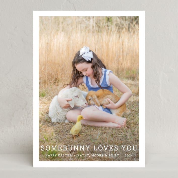 "Somebunny Loves You" - Easter Photo Cards in Pure White by Megan Davis - Front