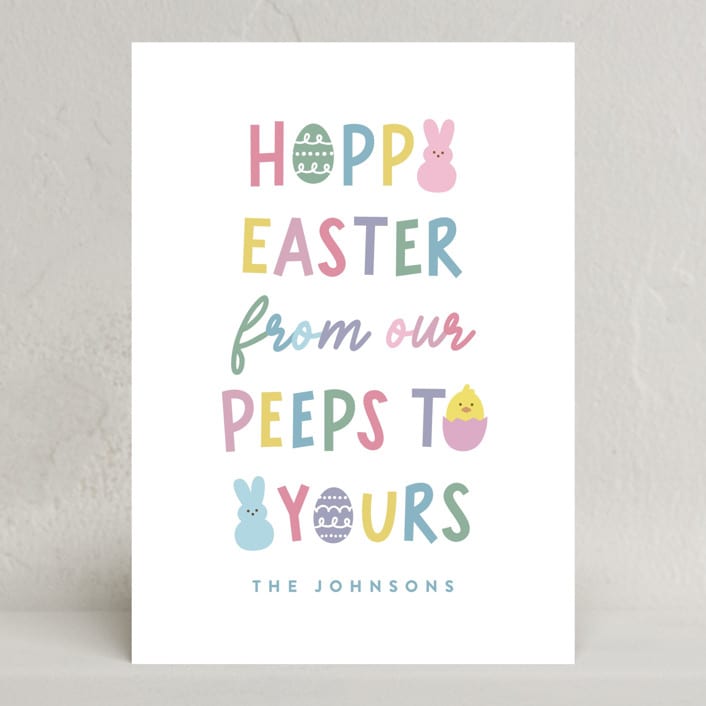 "Easter Peeps" - Easter Photo Cards in Rainbow by Hooray Creative - Front