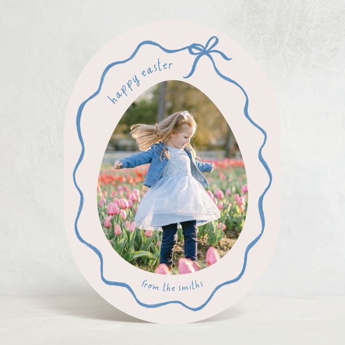 "Ribbon" - Easter Photo Cards in Denim by Tamara Hilje - Front