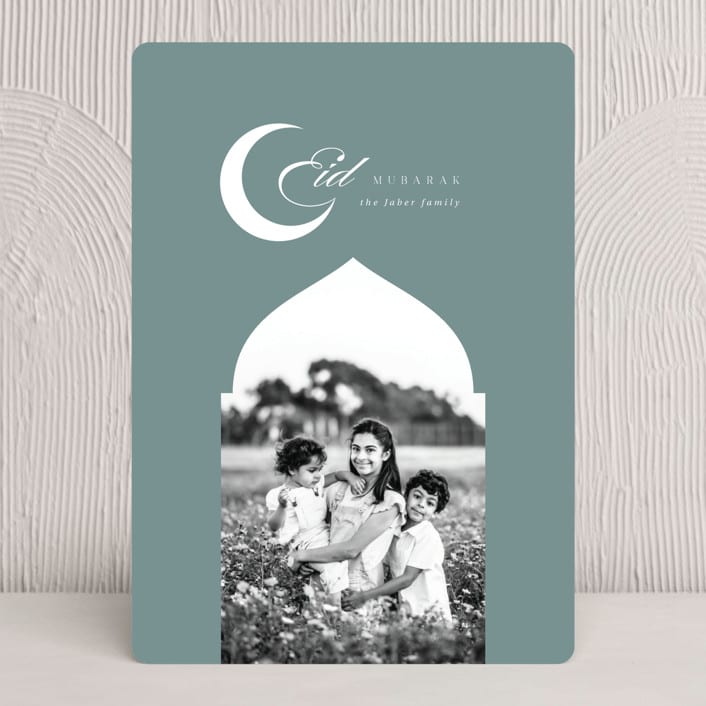 "Eid Mubarak Arch" - Eid Cards in Sage by Orasie - Front