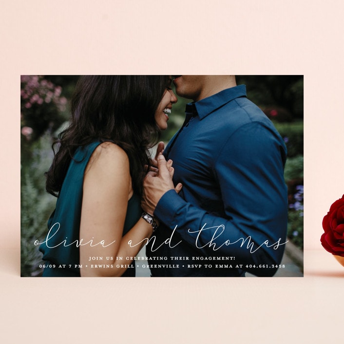 "Etched in love" - Engagement Party Invitations in Cloud by Stacey Meacham - Front