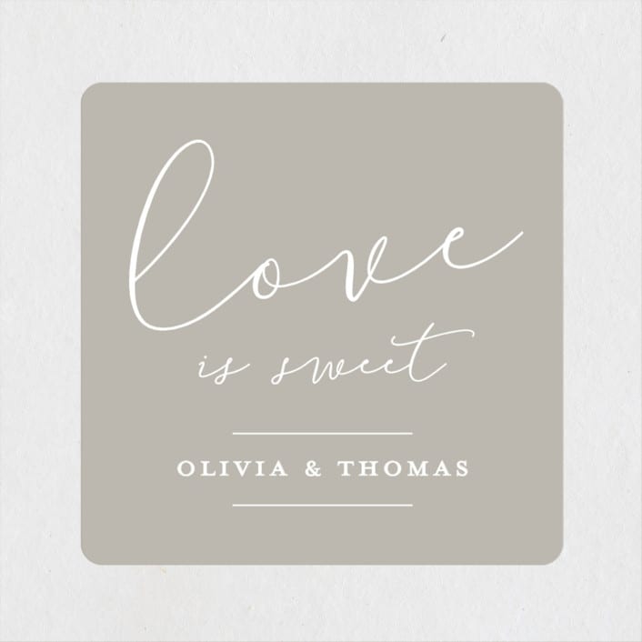 "Etched in love" - Engagement Party Favor Stickers in Cloud by Stacey Meacham - Front
