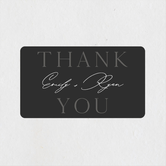 "Photogenic" - Engagement Party Favor Stickers in Granite by Corinne Malesic - Front