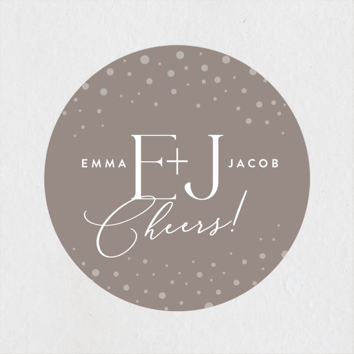 "Let's Raise a Glass" - Engagement Party Favor Stickers in Buttercream by Lisa Assenmacher - Front