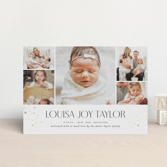 "Star Slideshow" - Birth Announcements in Pearl by Alethea and Ruth - Front