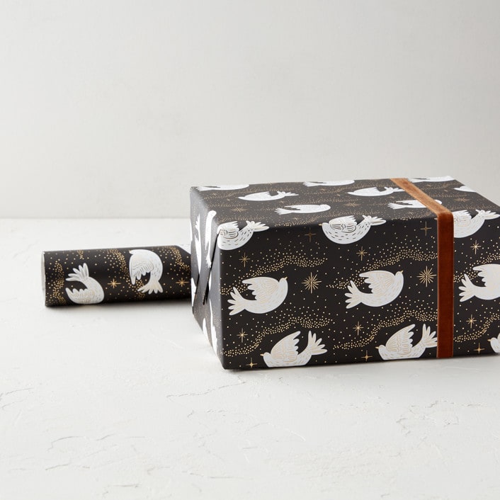"Peaceful Doves" - Wrapping Paper Roll in Midnight by Elly