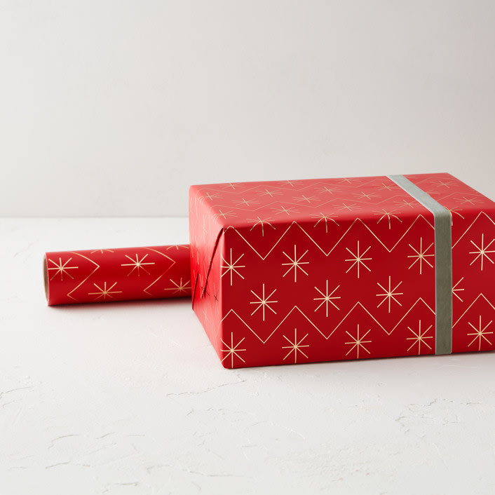 "Traditional Red and Gold" - Wrapping Paper Roll in Peppermint by Roseanne Kenny