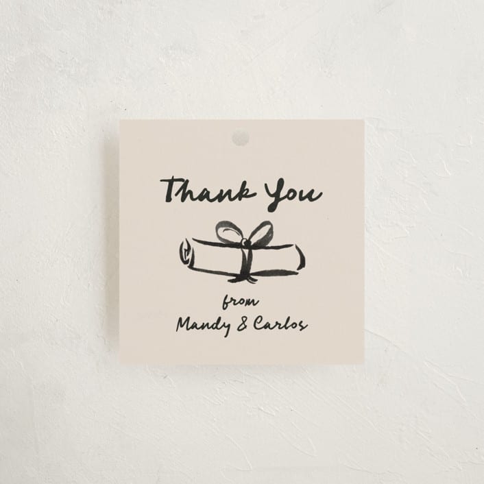 "Keepsakes" - Graduation Favor Tags in Linen by Claudia Orengo - Front