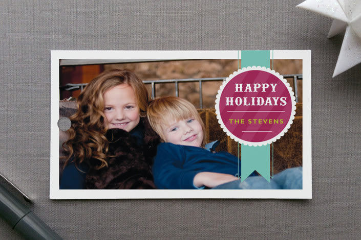 "Vintage Label" - Gift Tags in Teal by Stacey Meacham - Front