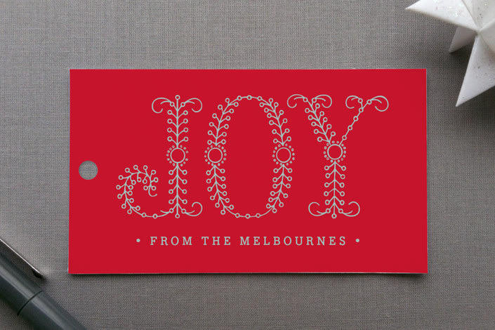 "Decorous Joy" - Gift Tags in Seafoam by Design Lotus - Front