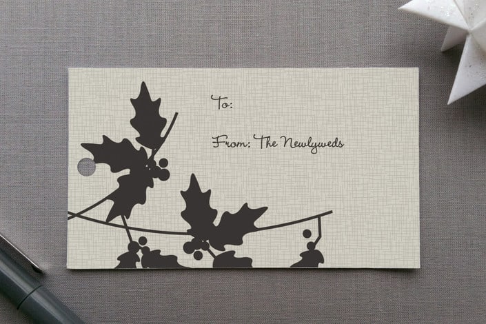 "Mistletoe" - Gift Tags in Dusty Pinecone by Marabou Design - Front