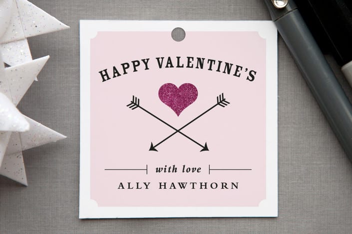 "Heart and Arrows" - Gift Tags in Strawberry by Stacey Meacham - Front
