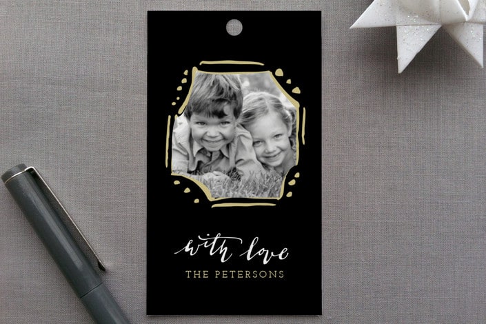 "Calligraphy Love" - Gift Tags in Coal by Iwona K - Front