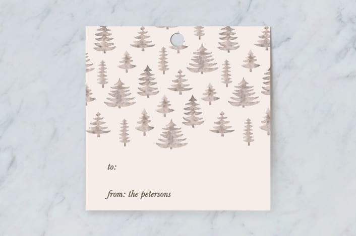 "Christmas Trees" - Gift Tags in Suede by Joyce Pinheiro - Front