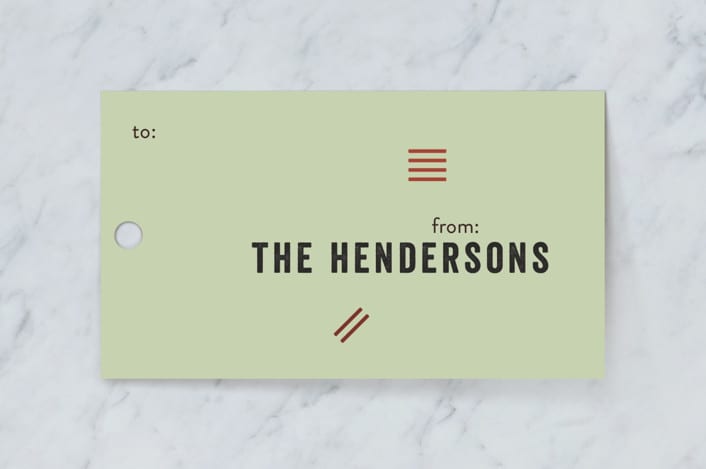 "Festive Hashmarks" - Gift Tags in Mint by Kimberly Young - Front