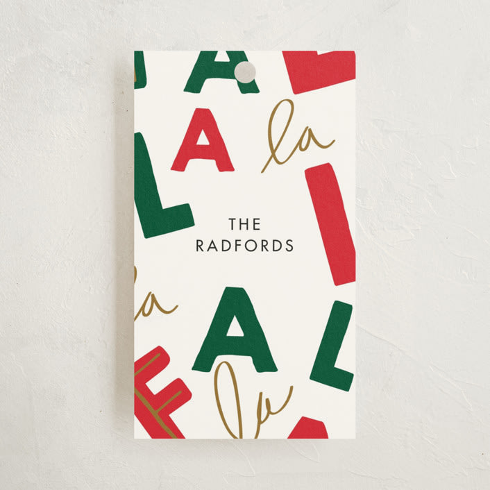 "Fa La Llama" - Gift Tags in Snow by Baumbirdy - Front