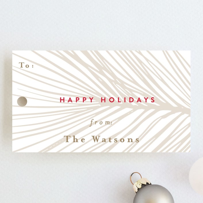 "Floating Greenery" - Gift Tags in Cranberry by Jan Shepherd - Front