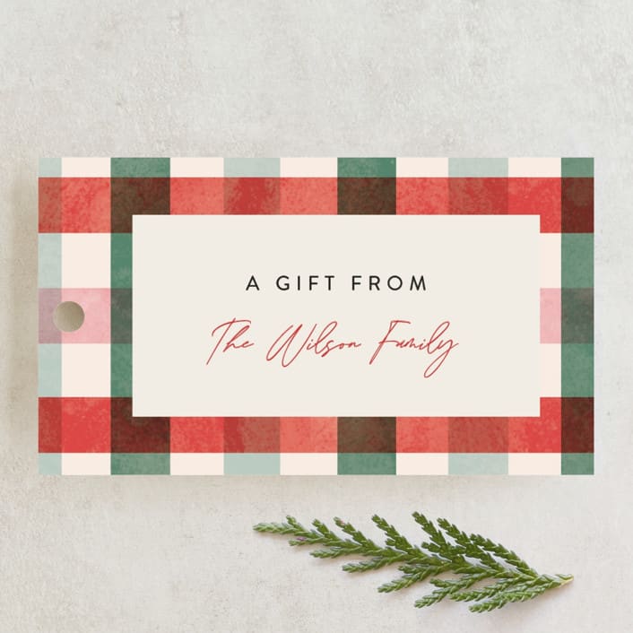 "Perfect Plaid" - Gift Tags in Fruitcake by Pixel and Hank - Front