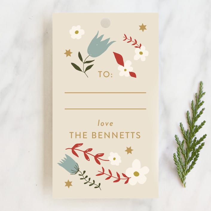 "Good Tidings" - Gift Tags in Charcoal by Kiley Bennett - Front