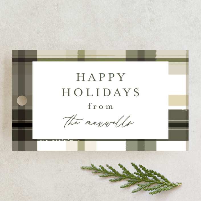 "Modern Farmhouse Plaid" - Gift Tags in Fir by Jackie Crawford - Front