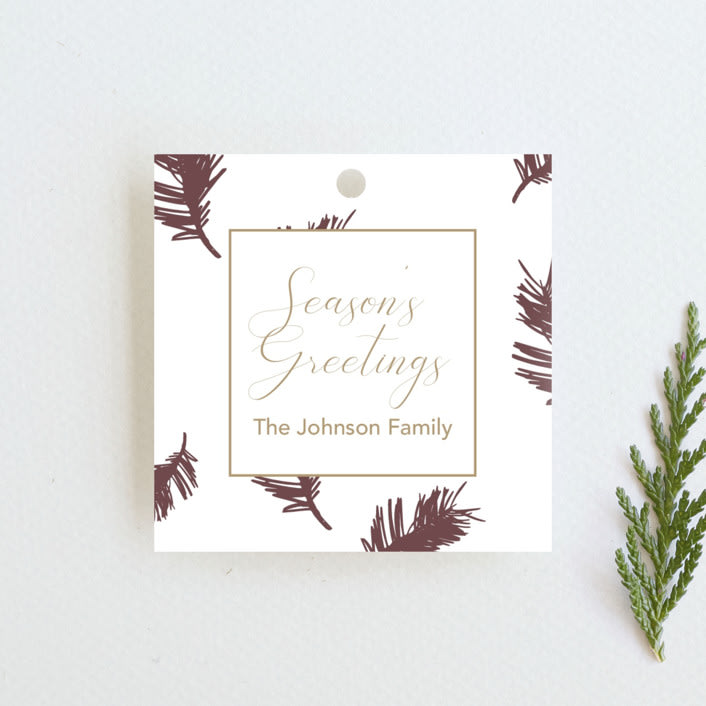 "Winter Gift Wrap Collection #12" - Gift Tags in Cocoa by Catherine Beattie - Front
