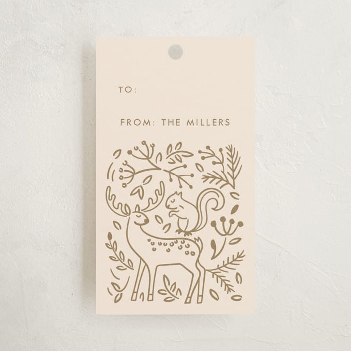 "Enchanted Holiday" - Gift Tags in Golden by Teju Reval - Front