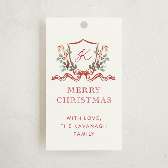 "family crest" - Gift Tags in Candy Cane by Cass Loh - Front