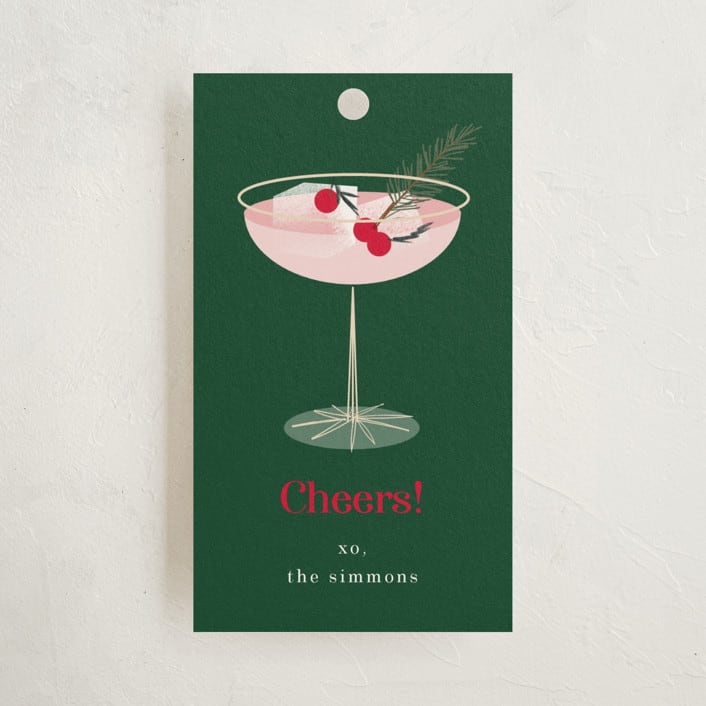 "Holiday Cocktail" - Gift Tags in Evergreen by Baumbirdy - Front